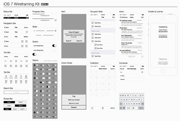 iOS7 Wireframe Kit for Illustrator